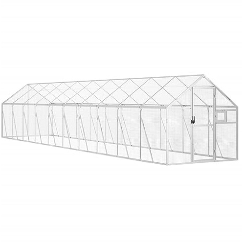 Teenpull Voliere Silbern Aluminium 1,79x10x1,85 m Vogelkäfig mit Maschendraht großer Freisitz für Papageien Sittiche artgerechte Haltung im Garten Balkon Terrasse drinnen