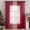 MIULEE Sheer Voile Vorhang mit Ösen Transparente Optik Gardine Vorhänge Ösenvorhang Ösenschal Transparent Durchsichtig für Schlafzimmer Wohnzimmer Babyroom 140x175 cm (B x H) Rot