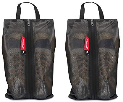 pack all Wasserfeste Reise Schuhbeutel, Schuhorganizer, Schuhtasche mit Reißverschluss, für Männer und Frauen (2er Pack Schwarz)