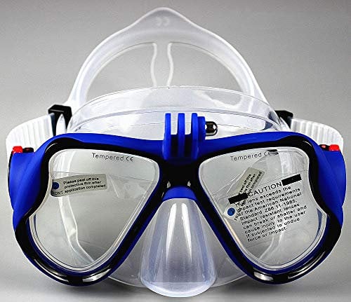 WOWDECOR Tauchmaske für Gopro Kamera Erwachsene Kinder mit Kurzsichtigkeit Kurzsichtig, Schnorchelmaske Taucherbrille Dioptrin Dioptrien Korrektur (Blau, -6,5)