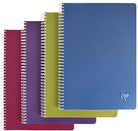 Clairefontaine 329116C - Packung mit 5 Spiralheften Linicolor INTENSIV, DIN A4 50 Blatt 90g französische Lineatur, farbig sortiert, 1 Pack
