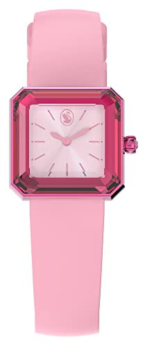 Swarovski Uhr, Rosafarbene Damenuhr mit Silikonarmband und Strahlenden Swarovski Kristallen