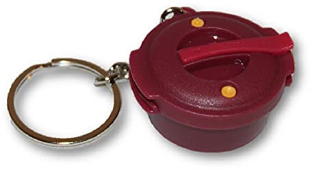 Tupperware (1 x Schlüsselanhänger für Mikrowelle, Schnellkochtopf Mini-Pillendose Gadget Burgunderrot