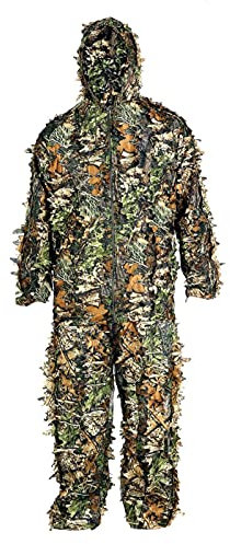 Ghillie Suit - Jagdbekleidung Herren Set | Tarnanzug Jagd Wald | Woodland Dschungel Ghillie Suit | Camouflage Anzug Kleidung | Blätter Ghillie Anzug Bestehend Aus Jacke, Hose