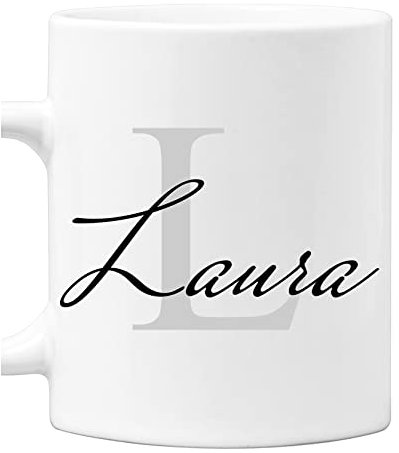 Colorfamily Tazza Mug PERSONALIZZABILE con Iniziale e Nome - Lettera L - in ceramica