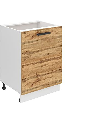 Belini Unterschrank Küche, Küchenunterschrank 60 cm Breite. SD Küchenunterschrank ohne Arbeitsplatte. Küchenschrank mit 1 Tür, Wotan-Eiche