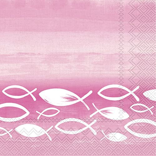 20 Servietten Festlicher Schwarm Fische pink | Kommunion | Konfirmation | Taufe | Mädchen | Tischdeko | Decoupage | Serviettentechnik 33x33cm