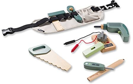 hauck Learn to Work – Werkzeuggürtel für Kinder ab 3 Jahren mit Holzwerkzeug aus FSC® Zertifiziertem Holz, Verstellbar mit Klickschnalle, inkl. Bohrmaschine, Säge, Wasserwaage & Mehr