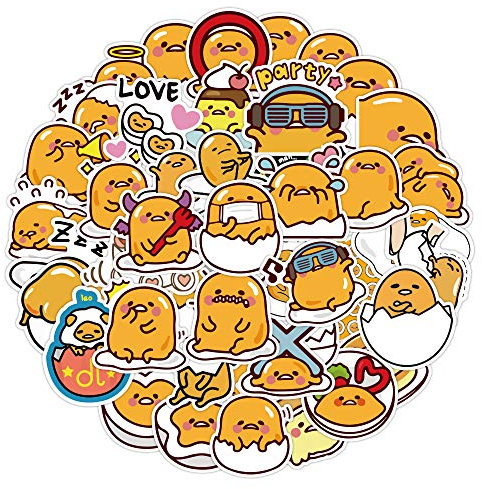 120 Stück Gudetama Aufkleber Niedliche Cartoon Lazy Egg Aufkleber für Laptop Skateboard Telefon Computer Gitarre Gepäck Auto Handy Motorrad, Vinyl Wasserdicht Kawaii Aufkleber für Kinder Teenager