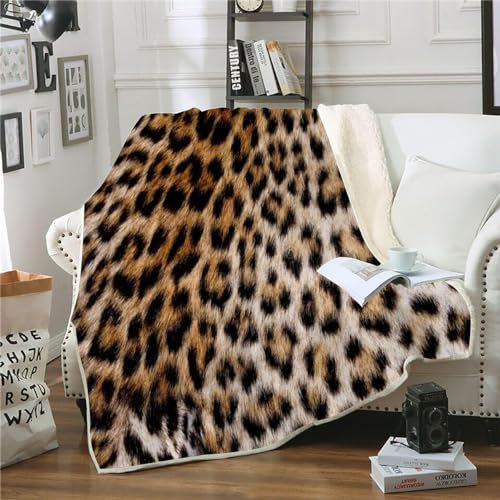 Kuscheldecken 135x150 Leopardenmuster Decken Couchdecke Weiche Warme, Kuscheldecke Flauschig Sofa überwurfdecke Dekoratives Muster Erwachsene Kinderdecken Wolldecken für Couch Bett
