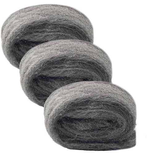 Meccion Lana de Acero Grados 0000 Ultrafina 3 Bobina Steel Wool para Abrillantar, Limpieza y Eliminación de Óxido Utilizado en Madera, Vidrio y Metal