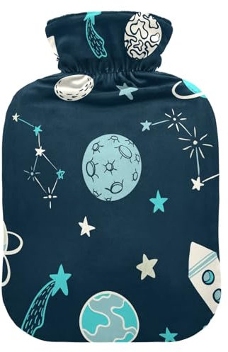 ISAOA Blue Galaxy Planet Rocket Hot Water Bottle,M