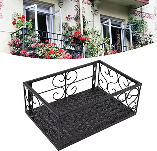 Balkon-Blumentopf-Ständer, Terrassengeländer, Regal, Eisen-Blumentopf-Regal mit Haken, Hängendes Geländer, Blumenregal, Metallregal, Korb für Außenfenster, Veranda,(Suitable for 2.5cm Railings)