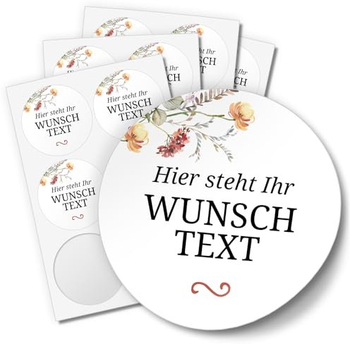 Einladungskarten Manufaktur Hamburg 24 PERSONALISIERTE Aufkleber mit Wunschtext individualisiert anpassbar Namen Datum Etiketten rund 4cm, Boho Blumen Floral