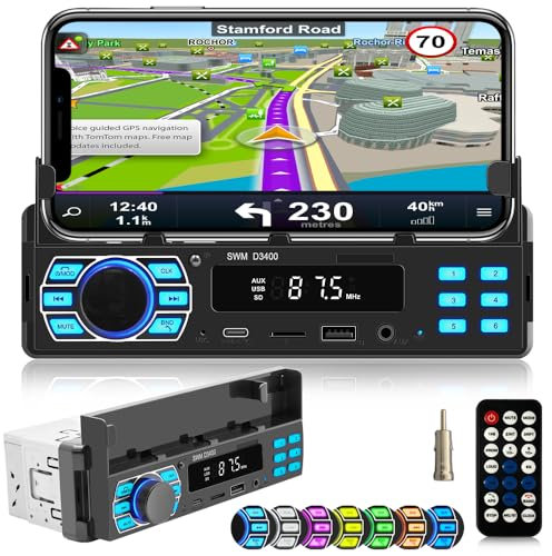 iFreGo Autoradio Bluetooth, Auto Radio Bluetooth Radio Auto 1 din mit freisprecheinrichtung 7 Farben SD/TF/ MP3/AUX in,FM/AM Schnellladefunktion und Funktion,60W*4 Handyhalter für Auto