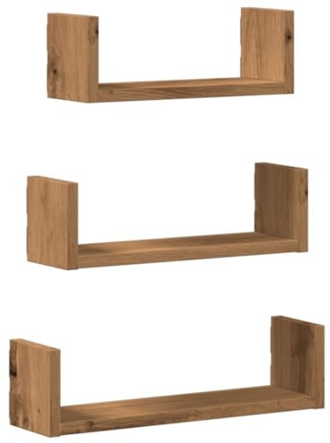vidaXL Wandregal 3 STK. Wandboard mit Stauraum, Schweberegal Hängeregal für Wohnzimmer Küche Büro Schlafzimmer, Regal Bücherregal Dekorativ, Artisan-Eiche Holzwerkstoff