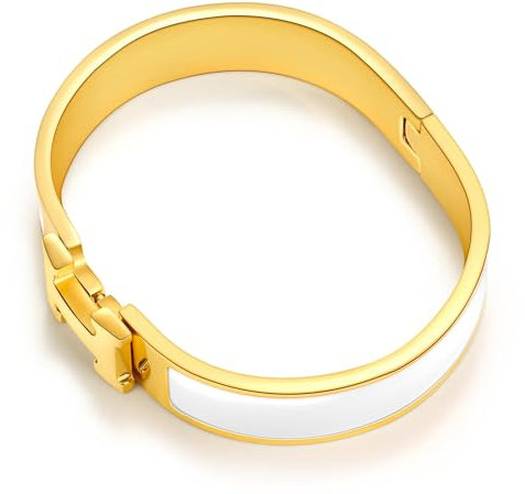 Kelayshia Armband Damen Gold mit Buchstaben,316L Titan-Stahl Nagel Armreif Damen,7.5 Zoll Gold Weiß Armreif