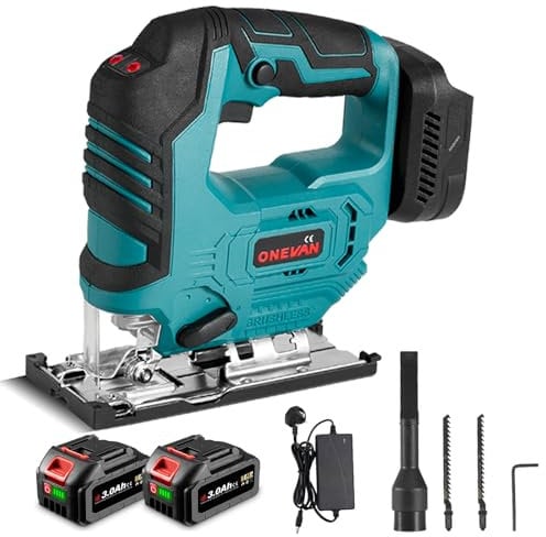 Cordless Jigsaw Electric Saw Tool - with Led Light 6 Variable Speed, ±45°Bevel Cutting Angle, Tool-Less Blade Change for Wood Metal Cutting