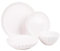 Cofan Vajilla de porcelana esmaltada | Juego de 16 piezas | Diseño en relieve | Color: blanco | Apta para lavavajillas, microondas y horno
