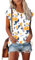 Rapbin Summer V Neck T-Shirts for Women UK Cap Sleeve Tank Tops Loose Fit Ladies Tunic Tops White with Yellow Flowers XXL