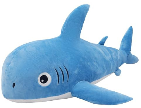 Ponjauk 100cm Große Gefüllte Hai Plüschtier, Große Hai Kuscheltier Spielzeug XXL Körper Kissen Gewichtet Tiere Haie Kuschelig Weihnachten Geburtstag Geschenke für Kinder