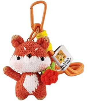 Yakiki Der kleine Prinz Häkelpuppe Handgemachte Haken Weben Puppe Tasche Anhänger Tasche Hängende Dekoration Schlüsselanhänger Premium Geschenk, fuchs, M
