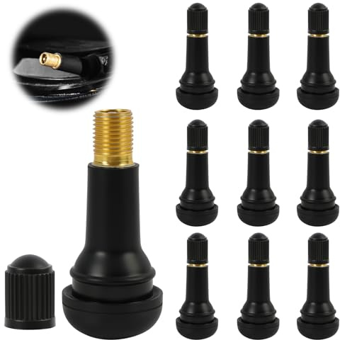 Válvulas de Goma TR413 para Neumáticos de Coche Válvulas -in Negras, Ideales para Neumáticos Sin Cámara, Compatibles con Coches, Motocicletas y Quads，Snap-in para Llantas (10 Piezas)