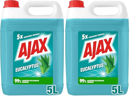 AJAX - Nettoyant Multi-Usage Fraicheur Eucalyptus – 5 actions nettoyantes – élimine instantanément la saleté – dégraisse – redonne de l'éclat – désodorise – rafraîchit – efficace à l'eau froide -5L