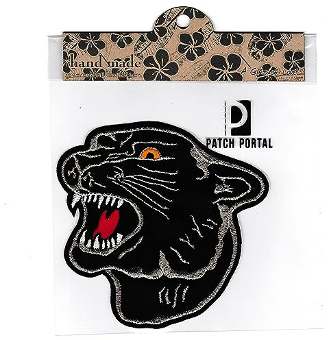 Patch Portal Black Panther Party Patch – Bügelapplikation – 11,4 cm bestickt DIY mit einzigartigem Design für Jacken und Taschen – schwarzer Power-Patch
