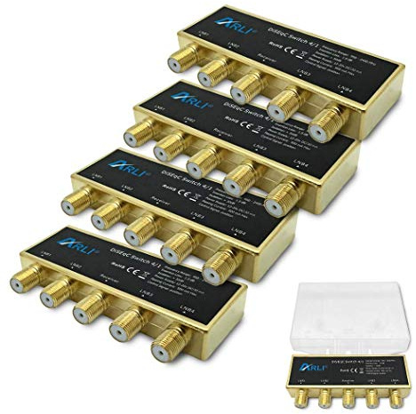ARLI HD DiseqC Schalter 4X 4/1 vergoldet Switch Umschalter Wetterschutzgehäuse Wetterschutz 4X SAT LNB 3D 4K UHD Verteiler Gold 4x1 4 1 4 Stück