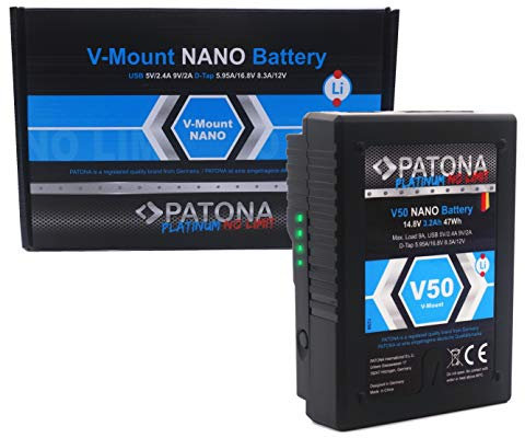 PATONA Platinum - Nano V50 V-Mount Akku (47Wh) mit D-Tap und USB
