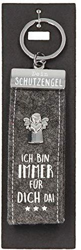 Depesche 10890.007 Porte-clés en feutre avec ange gardien et inscription en allemand Ich bin immer für dich da, gris, env. 15 cm