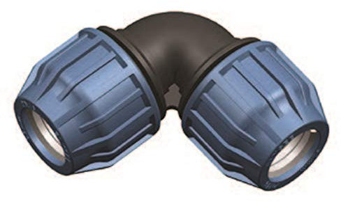 Elysee PP-Fitting, Klemmkupplung, Klemmverbinder - Winkel 90° für PE-Rohr, 40mm, DVGW