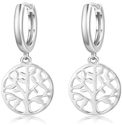 CUOKA MIRACLE Damen Lebensbaum Ohrringe 925 Sterling Silber Kleine Creolen für Frauen Baum des Lebens Ohrringe Geschenk für Mädchen Kinder