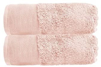 Allure Pack of 2 Bamboo Hand Towels 50 x 90cm – Luxury Super Soft Hypo-Allergenic Plush 550GSM Pair of Hand Towels (Blush Pink)