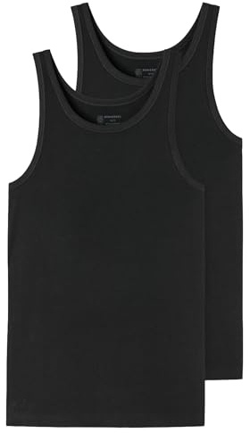Schiesser Herren 95/5 Organic Cotton Unterhemd Schmale Träger Unterwäsche, Schwarz, S EU
