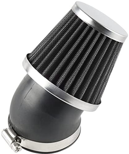 Evermotor 45mm 46mm 47mm Universale 45° Collettore in Gomma Doppio Strato Acciaio Sport Filtro Aria per Moto Scooter ATV Ciclomotore Nero