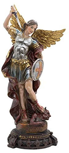 Statue des Heiligen Erzengels Michael der Teufel, 33 cm hoch, Schutzpatron der Soldaten, Militärmitglieder, Polizei und Lebensmittelarbeiter, tolles Geschenk für Katholiken und Christen,