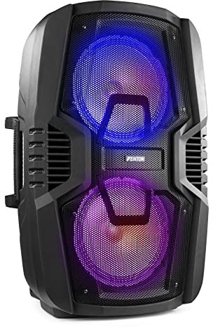 Fenton FT210LED Partybox Bluetooth mit LED Lichteffekt und Mikrofon, Musikbox Bluetooth Groß, 700 Watt, Karaoke Maschine, 2X 10 Zoll Speaker, Klarer Klang, Tiefe Bässe, Party Lautsprecher, 10h Akku