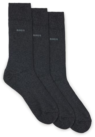 BOSS Herren 3P RS Uni CC Dreier-Pack mittelhohe Socken aus Stretch-Gewebe Anthrazit 43-46