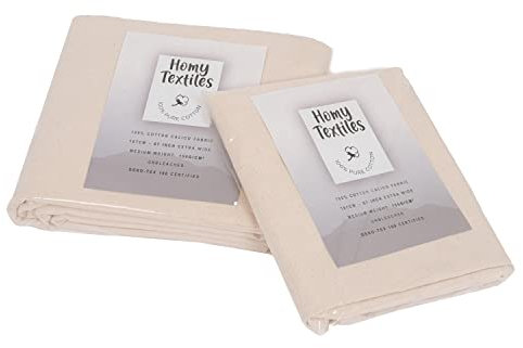 Baumwoll-Kaliko-Stoff, Meterware, mittelschwer, 167 cm breit, ungebleicht, natürliche Cremefarbe, Meterware, 2 m