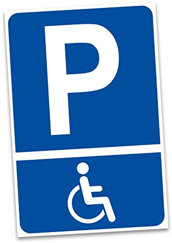 Cartello di avvertimento, 20 x 30 cm, in alluminio, per recinzioni, porte, pali in alluminio, senza fori, cartello di parcheggio (10 posti per disabili)