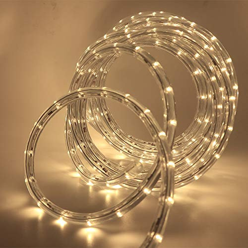 KISUFU 5M LED Strip Rope Lights,220V LED Lichtschlauch Außen,240 LEDs/m Indoor Warmweiß LED Fairy Lights for Garden Decoration,Outdoor LED Lichter Wasserdicht LED Tube