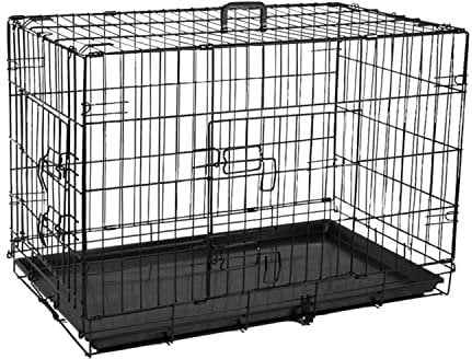 Hundekäfig klappbar Transportkäfig mit 2 Türen Metall Transportkäfig Auto Hundebox Tierkäfig mit Bodenschale 76 x 46 x 53 cm Tiertransportbox Gitterbox