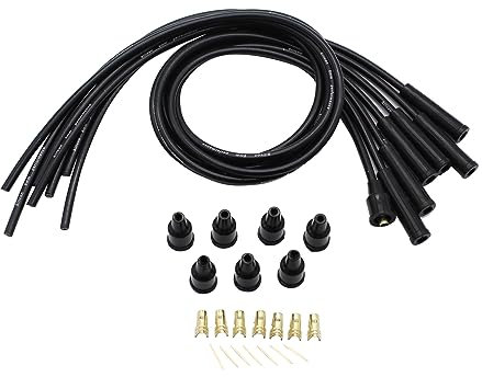 SHLPDFM 8mm Zündkabel Zündungskabel Zündspule Zündleitungen für 6-Zylinder Oldtimer (1m Schwarz)