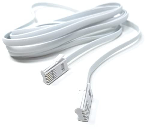 DRUT 3m BT to BT 6 Wire (631A) Male to Male Plug Telephone Flat Cable Lead (10ft)