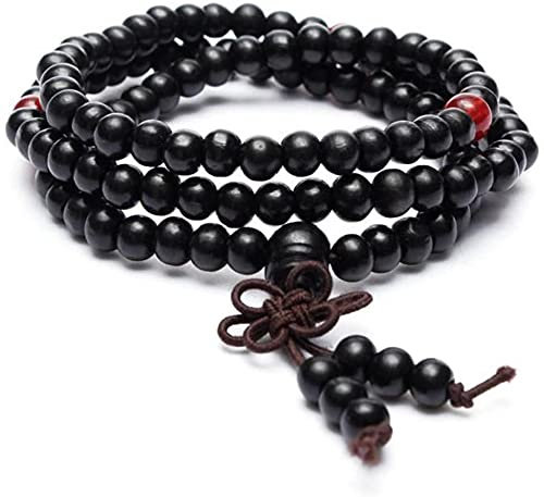 8 mm Holzperlen Rosenkranz Armbänder Schwarz Holz Gebetskette Armband Buddhistisches Rosenkranz Armband, One Size, Holz