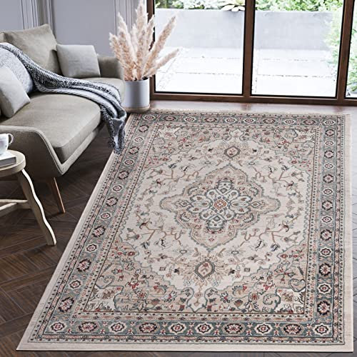 Mazovia Orientalisch Teppich - Traditioneller Teppich für Wohnzimmer, Esszimmer - Orient Teppiche Ornament - ÖKO-TEX Wohnzimmerteppich Beige - 120 x 170 cm