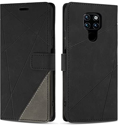 SONWO Hülle für Huawei Mate 20, Premium PU Leder Handyhülle Flip Case Wallet Silikon Schutzhülle Klapphülle für Huawei Mate 20, Schwarz
