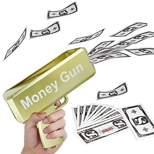 Kaxenig Geld Pistole Set Geldpistole Spielzeug Mit 100 Stück 100 Dollar Scheine, Echtgeld-Shootern, Cash Spritzpistole Lustiges Spiel Für KTV Bar
